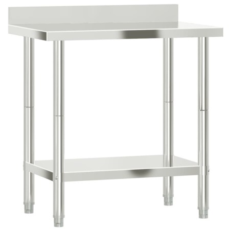 vidaXL Mesa trabajo cocina y salpicadero acero inoxidable 82,5x55x93cm