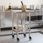 vidaXL Mesa de trabajo de cocina con ruedas acero inox 55x55x85 cm