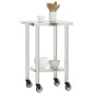 vidaXL Mesa de trabajo de cocina con ruedas acero inox 55x55x85 cm