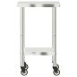 vidaXL Mesa de trabajo de cocina con ruedas acero inox 55x55x85 cm