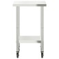 vidaXL Mesa de trabajo de cocina con ruedas acero inox 55x55x85 cm