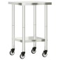 vidaXL Mesa de trabajo de cocina con ruedas acero inox 55x55x85 cm