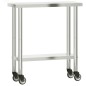 vidaXL Mesa de trabajo de cocina con ruedas acero inox 82,5x30x85 cm vidaXL Mesa de trabajo de cocina con ruedas acero inox 82,5x30x85 cm