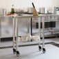 vidaXL Mesa de trabajo de cocina con ruedas acero inox 82,5x30x85 cm vidaXL Mesa de trabajo de cocina con ruedas acero inox 82,5x30x85 cm