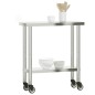 vidaXL Mesa de trabajo de cocina con ruedas acero inox 82,5x30x85 cm vidaXL Mesa de trabajo de cocina con ruedas acero inox 82,5x30x85 cm