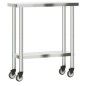 vidaXL Mesa de trabajo de cocina con ruedas acero inox 82,5x30x85 cm vidaXL Mesa de trabajo de cocina con ruedas acero inox 82,5x30x85 cm