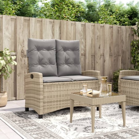 vidaXL Sillón reclinable de jardín con cojines ratán sintético beige