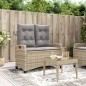vidaXL Sillón reclinable de jardín con cojines ratán sintético beige