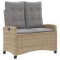 vidaXL Sillón reclinable de jardín con cojines ratán sintético beige