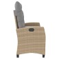 vidaXL Sillón reclinable de jardín con cojines ratán sintético beige