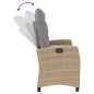 vidaXL Sillón reclinable de jardín con cojines ratán sintético beige