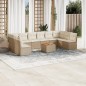 vidaXL Set de sofás de jardín 11pzas con cojines ratán sintético beige