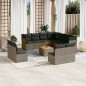 vidaXL Set de sofás de jardín 12 pzas con cojines ratán sintético gris