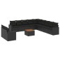 vidaXL Set de sofás de jardín 12 piezas cojines ratán sintético negro vidaXL Set de sofás de jardín 12 piezas cojines ratán sintético negro