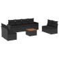 vidaXL Set de sofás de jardín 8 piezas y cojines ratán sintético negro vidaXL Set de sofás de jardín 8 piezas y cojines ratán sintético negro