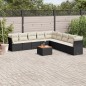 vidaXL Set de sofás de jardín 10 pzas cojines ratán sintético negro vidaXL Set de sofás de jardín 10 pzas cojines ratán sintético negro