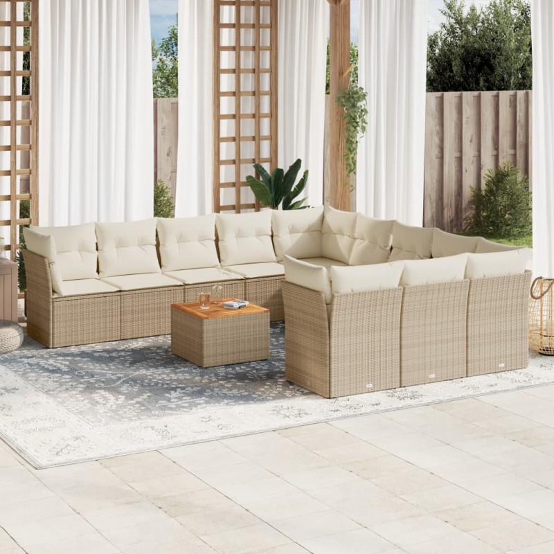 vidaXL Set de sofás de jardín 12 pzas y cojines ratán sintético marrón vidaXL Set de sofás de jardín 12 pzas y cojines ratán sintético marrón