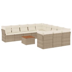 vidaXL Set de sofás de jardín 12 pzas y cojines ratán sintético marrón