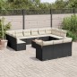 vidaXL Set sofás de jardín 14 pzas con cojines ratán sintético negro vidaXL Set sofás de jardín 14 pzas con cojines ratán sintético negro