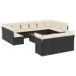 vidaXL Set sofás de jardín 14 pzas con cojines ratán sintético negro vidaXL Set sofás de jardín 14 pzas con cojines ratán sintético negro