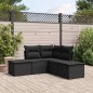 vidaXL Set de muebles de jardín 5 pzas y cojines ratán sintético negro vidaXL Set de muebles de jardín 5 pzas y cojines ratán sintético negro