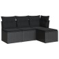 vidaXL Juego de sofás jardín 4 pzas con cojines ratán sintético negro vidaXL Juego de sofás jardín 4 pzas con cojines ratán sintético negro