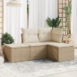 vidaXL Juego de sofás jardín con cojines 4 pzas ratán sintético beige vidaXL Juego de sofás jardín con cojines 4 pzas ratán sintético beige