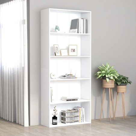 vidaXL Estantería de 5 niveles madera contrachapada blanca 80x30x189cm
