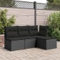 vidaXL Taburete de jardín y cojín ratán sintético negro 55x55x37cm vidaXL Taburete de jardín y cojín ratán sintético negro 55x55x37cm