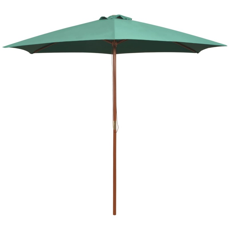 vidaXL Sombrilla con palo de madera 270x270 cm verde