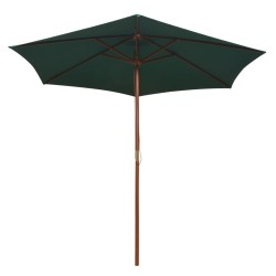 vidaXL Sombrilla con palo de madera 270x270 cm verde