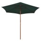 vidaXL Sombrilla con palo de madera 270x270 cm verde