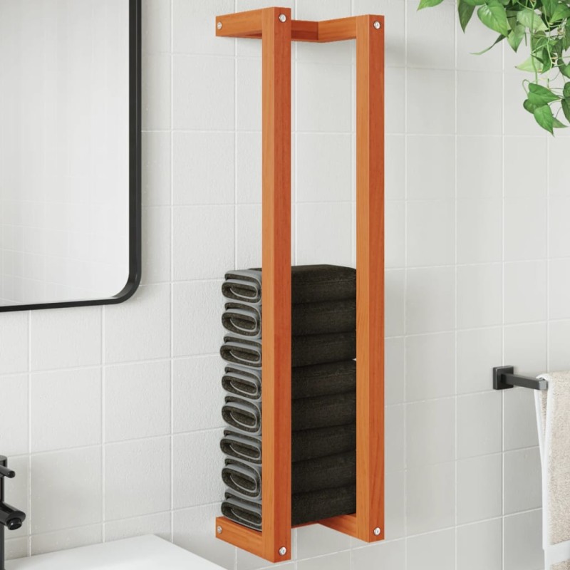 vidaXL Toallero de madera de pino maciza marrón encerado 23x18x90 cm vidaXL Toallero de madera de pino maciza marrón encerado 23x18x90 cm