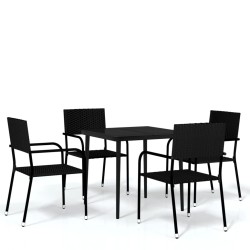 vidaXL Juego de comedor de jardín 5 piezas negro