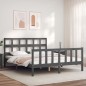 vidaXL Estructura de cama matrimonio con cabecero madera maciza gris vidaXL Estructura de cama matrimonio con cabecero madera maciza gris