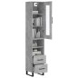 vidaXL Aparador de madera contrachapada gris hormigón 34,5x34x180 cm vidaXL Aparador de madera contrachapada gris hormigón 34,5x34x180 cm
