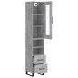 vidaXL Aparador de madera contrachapada gris hormigón 34,5x34x180 cm vidaXL Aparador de madera contrachapada gris hormigón 34,5x34x180 cm