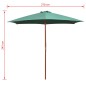 vidaXL Sombrilla con palo de madera 270x270 cm verde