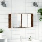 vidaXL Armario espejo de baño LED acrílico roble ahumado 90x12x45 cm vidaXL Armario espejo de baño LED acrílico roble ahumado 90x12x45 cm