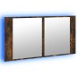 vidaXL Armario espejo de baño LED acrílico roble ahumado 90x12x45 cm vidaXL Armario espejo de baño LED acrílico roble ahumado 90x12x45 cm