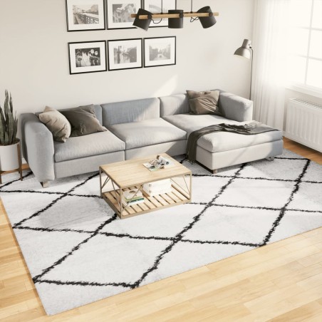 vidaXL Alfombra de pelo largo moderna crema y negro 240x340 cm
