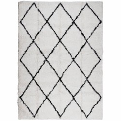 vidaXL Alfombra de pelo largo moderna crema y negro 240x340 cm