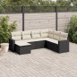 vidaXL Set de comedor de jardín 7 pzas y cojines ratán sintético negro vidaXL Set de comedor de jardín 7 pzas y cojines ratán sintético negro