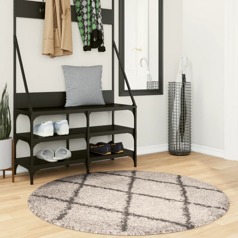 vidaXL Alfombra de pelo largo moderna beige y antracita Ø 120 cm vidaXL Alfombra de pelo largo moderna beige y antracita Ø 120 cm