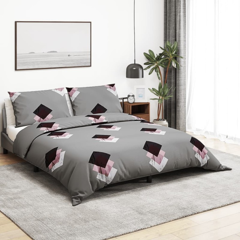 vidaXL Juego de funda nórdica algodón gris 140x200 cm vidaXL Juego de funda nórdica algodón gris 140x200 cm