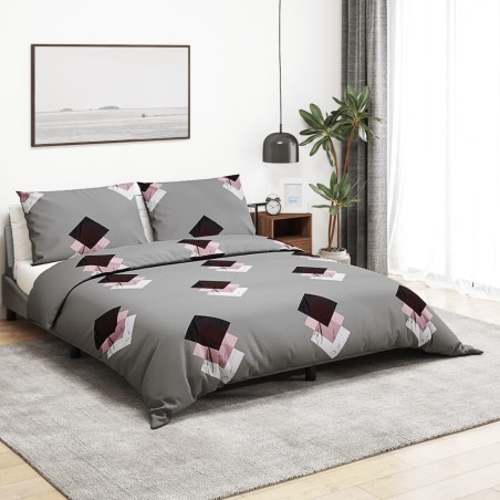 vidaXL Juego de funda nórdica algodón gris 140x200 cm