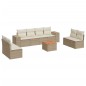 vidaXL Set de sofás de jardín 9 pzas con cojines ratán sintético beige vidaXL Set de sofás de jardín 9 pzas con cojines ratán sintético beige