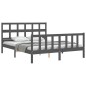 vidaXL Estructura de cama matrimonio con cabecero madera maciza gris vidaXL Estructura de cama matrimonio con cabecero madera maciza gris
