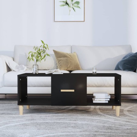 vidaXL Mesa de centro madera contrachapada negro 102x50x40 cm