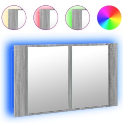 vidaXL Armario espejo de baño con luz LED acrílico gris 80x12x45 cm